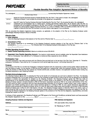 Paychex Flexible Benefits Plan Adoption Agreement
