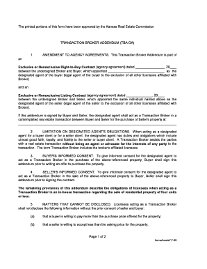 Kansas Transaction Broker Addendum