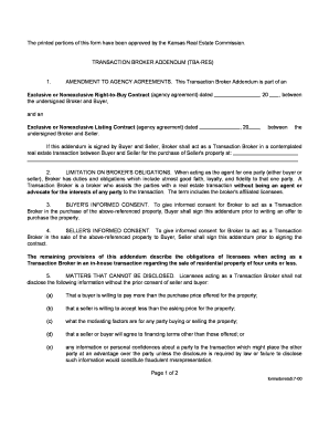 Kansas Transaction Broker Addendum