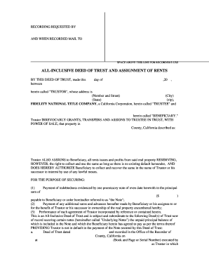 All-Inclusive Deed of Trust and Assignment of Rents
