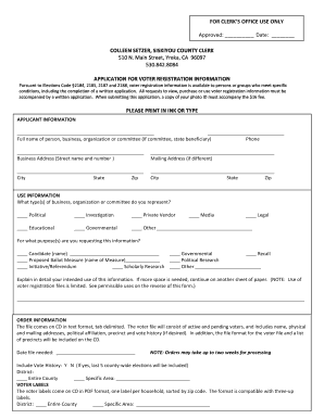 California Voter Registration Information Request Form