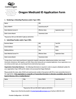 Oregon Medicaid ID Application Form