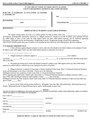 Order on Rule to Show Cause (Child Support)