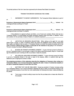 Kansas Transaction Broker Addendum