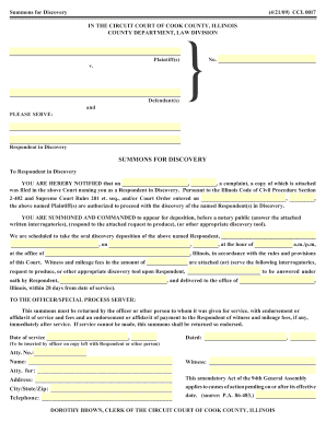 Summons for Discovery