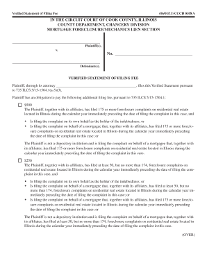 Verified Statement of Filing Fee