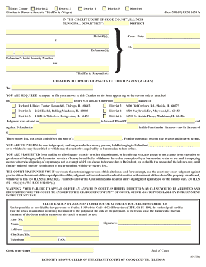 Citation to Discover Assets to Third Party Wages