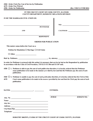 Order for Publication in Divorce Proceedings