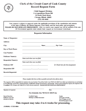 Cook County Child Support Record Request Form