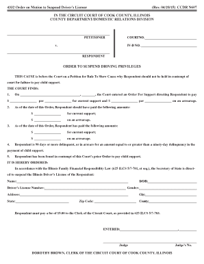Order to Suspend Driver's License