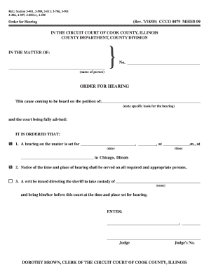 Order for Hearing