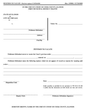 Petition to Vacate Traffic Order