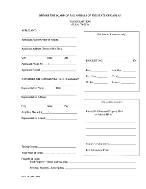 Kansas Tax Exemption Application