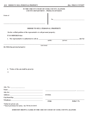 Order to Sell Personal Property