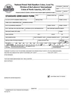 USPS Grievance Appeal Form