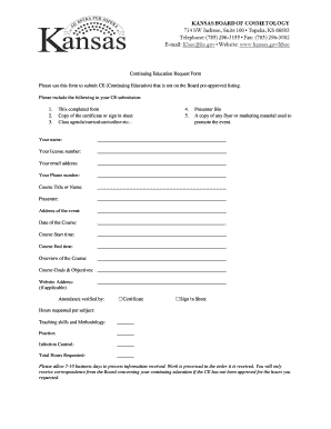 Continuing Education Request Form