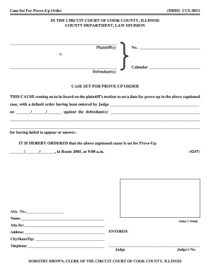 Prove-Up Order Form