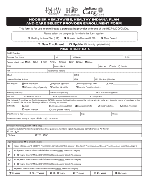 Hoosier Healthwise Provider Enrollment Form