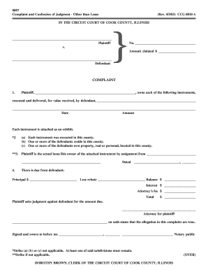 Complaint and Confession of Judgment