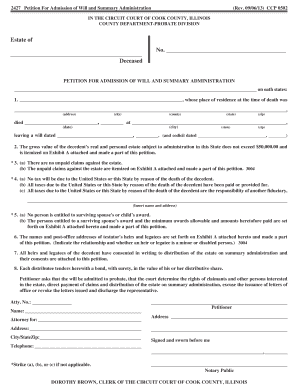 Petition For Admission of Will and Summary Administration