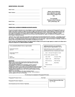 Minor Model Release Form