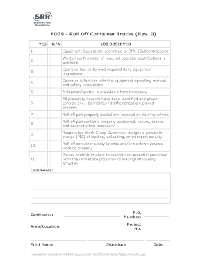 Roll Off Container Trucks Safety Checklist