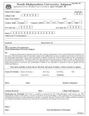 S.Y.B.A. Exam Application Form