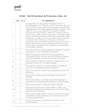 Fall Prevention and Protection Form