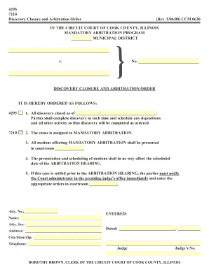 Discovery Closure and Arbitration Order
