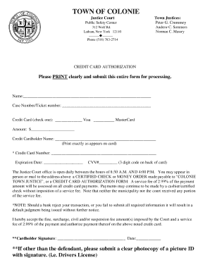 Credit Card Authorization Form