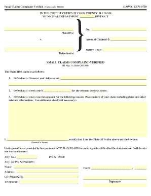 Small Claims Complaint-Verified