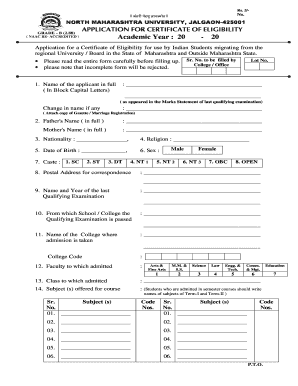 Certificate of Eligibility Application