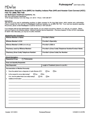 Pulmozyme Medication Request Form