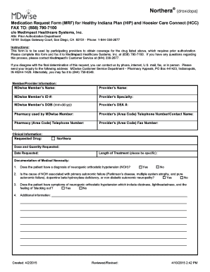 Medication Request Form for Northera