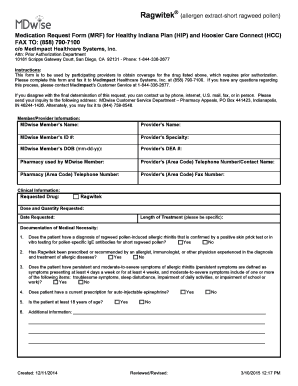 Medication Request Form for Ragwitek