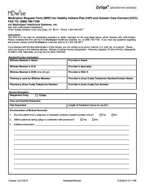 Medication Request Form for Zytiga