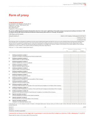Vodacom Annual General Meeting Proxy Form