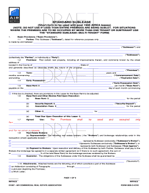 Standard Sublease Agreement