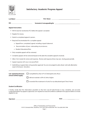 Satisfactory Academic Progress Appeal Form