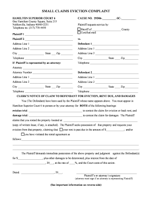 Small Claims Eviction Complaint
