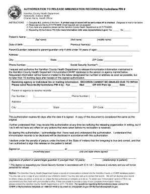Authorization to Release Immunization Records