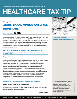 AICPA Recommendations for Form 990 Revisions