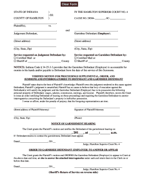 Indiana Garnishment Summons