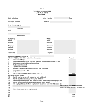 Financial Declaration Form 402B