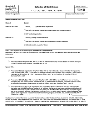 Schedule B Form 990 Contributor Information