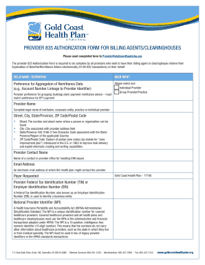 Provider 835 Authorization Form