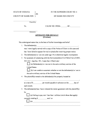 Indiana Eviction Affidavit