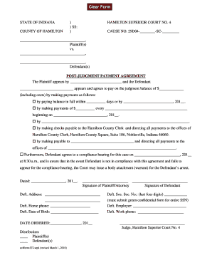 Post-Judgment Payment Agreement