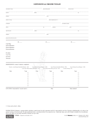 Corporate LLC Record Tickler