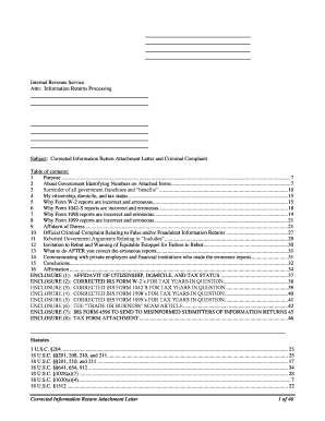 Corrected Information Return Attachment Letter